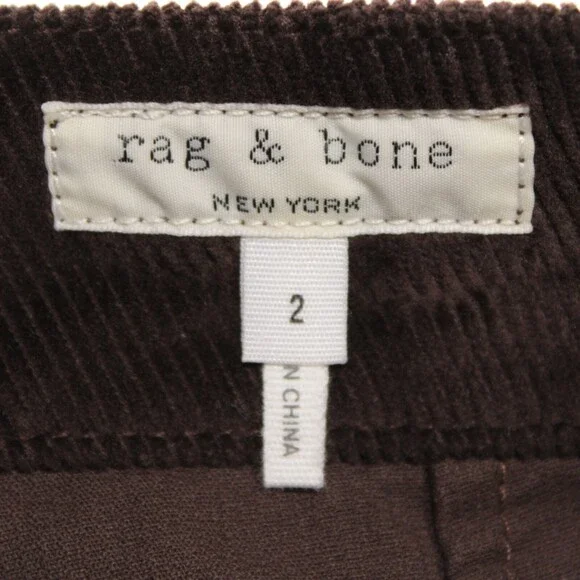 Rag & Bone NWT Leyton Casual Corduroy Pants Size 2 US Solid Brown Cotton Blend